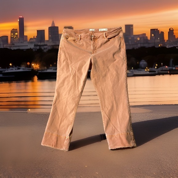 J Jill Denim Jeans Sz 12 Orange Cropped Authentic Fit Mid Rise Stretch Casual - Picture 2 of 7